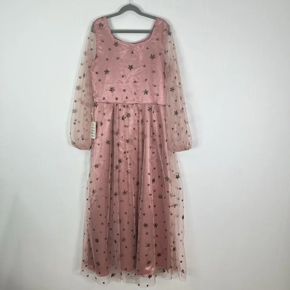 Joyfolie Mia Joy Layla Dress Girls 14 Rose Petal Pink Gold Sequin Stars NWT
